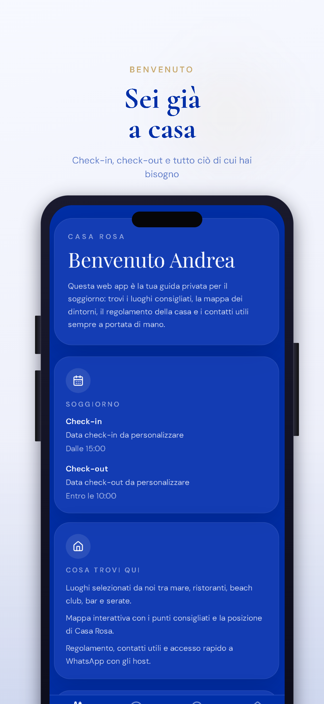 Anteprima schermata iniziale dell'app EhiROSA